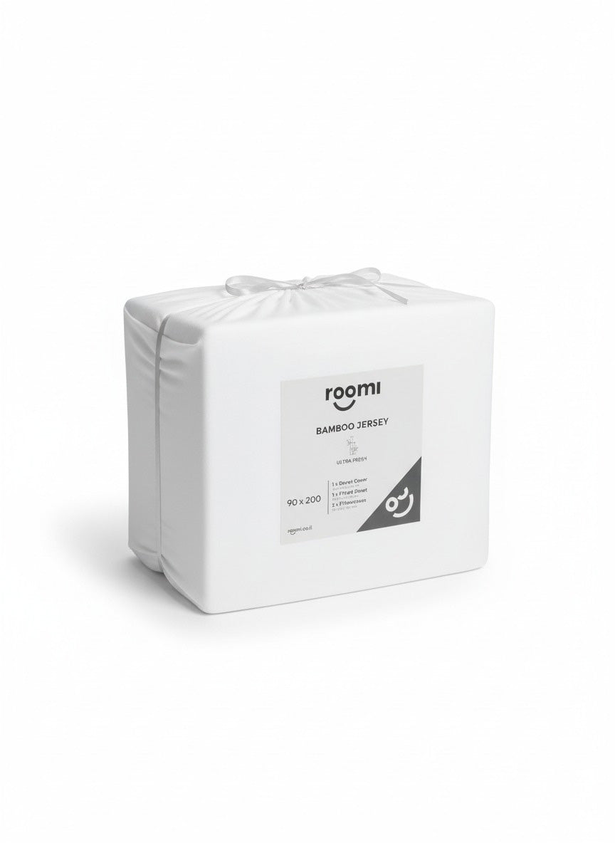 סט מצעי במבוק ג׳רסי לבן