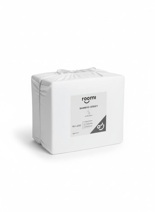 סט מצעי במבוק ג׳רסי לבן