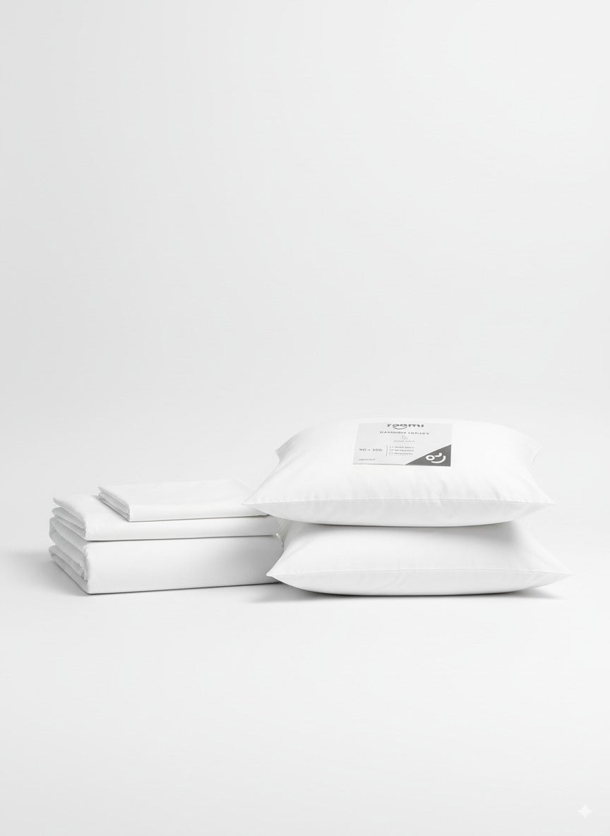 סט מצעי במבוק ג׳רסי לבן