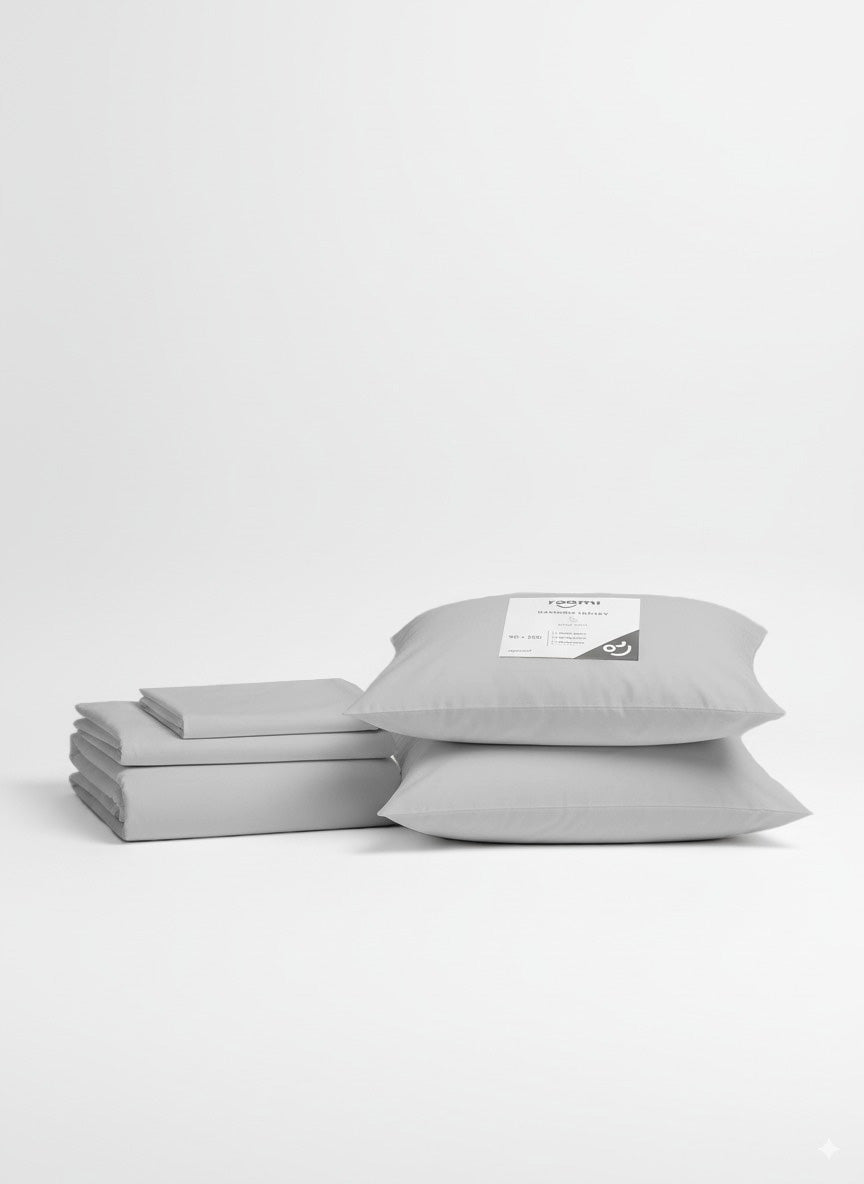 סט מצעי במבוק ג׳רסי אפור