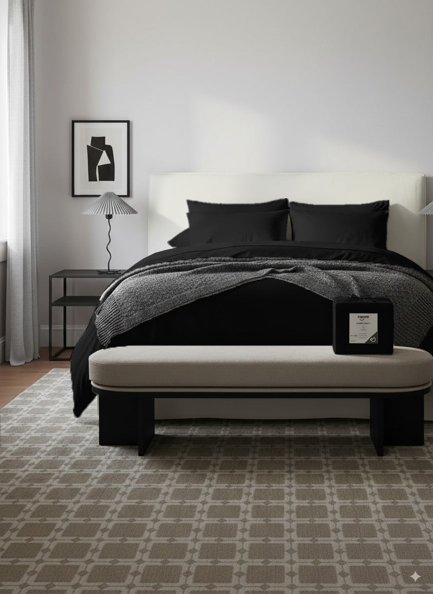 סט מצעי במבוק ג׳רסי שחור