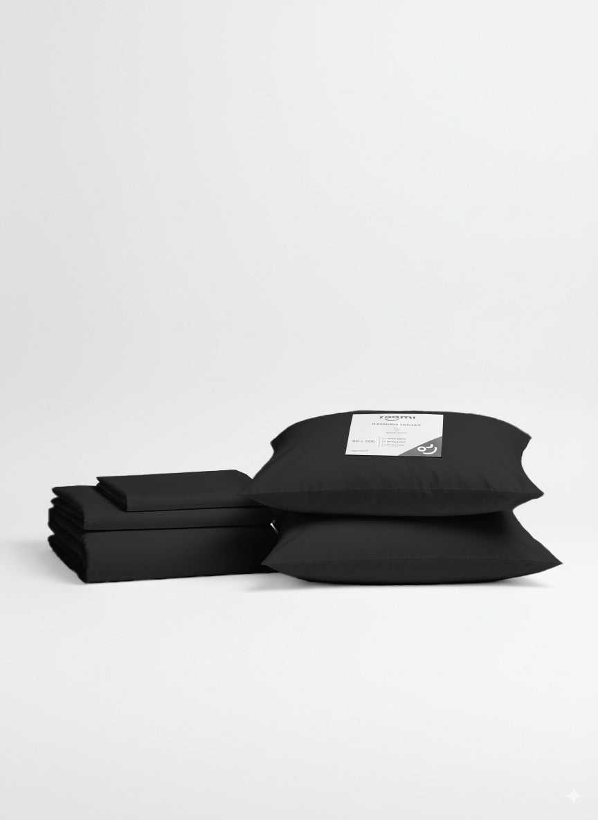 סט מצעי במבוק ג׳רסי שחור