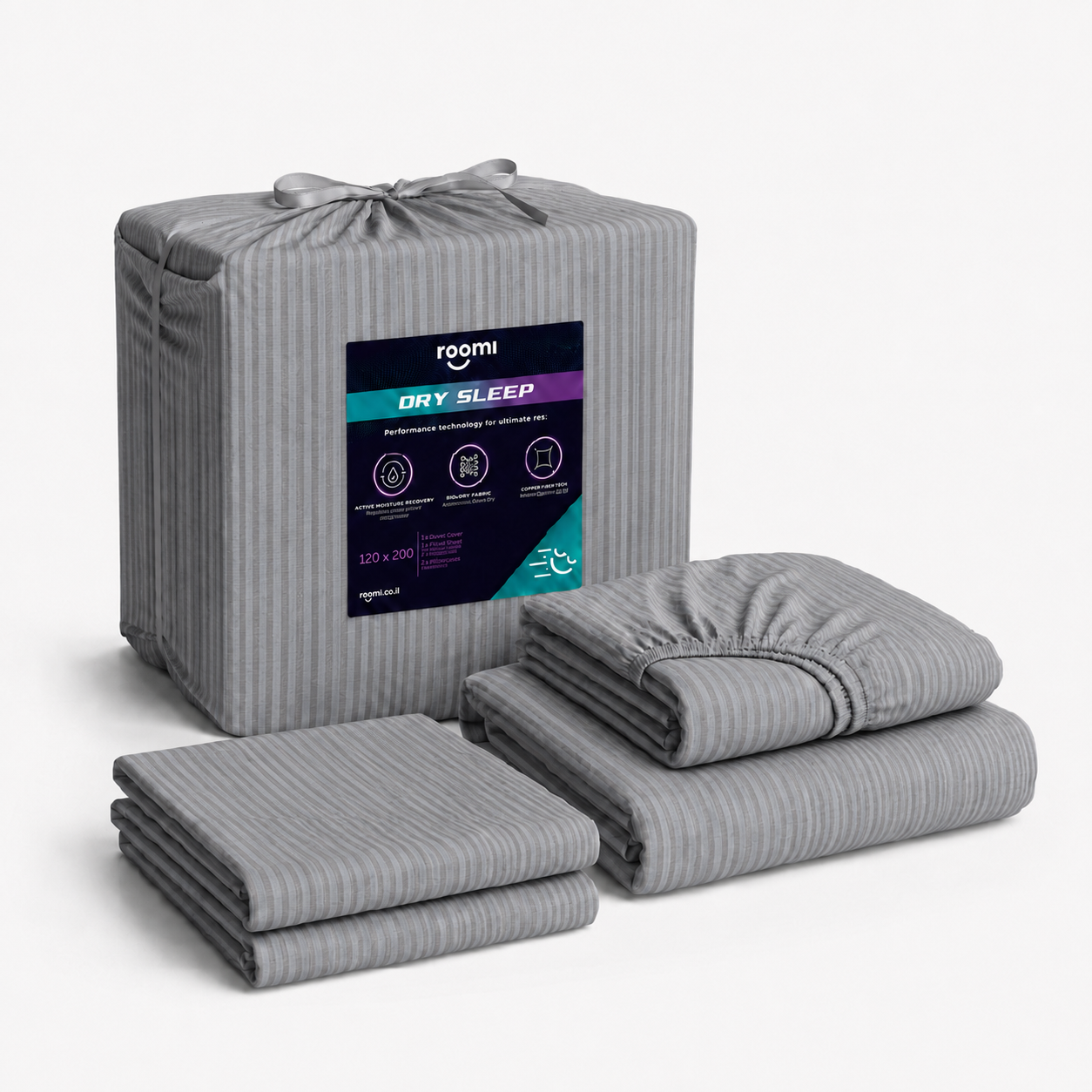 סט מצעי Dry Sleep ג׳רסי אפור כהה