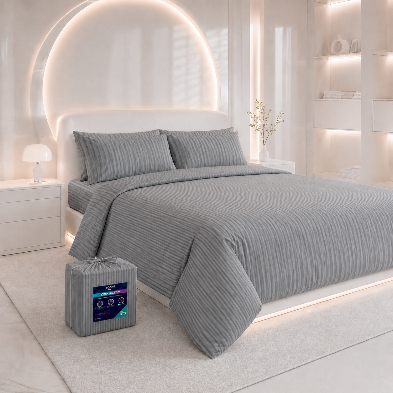 סט מצעי Dry Sleep ג׳רסי אפור כהה